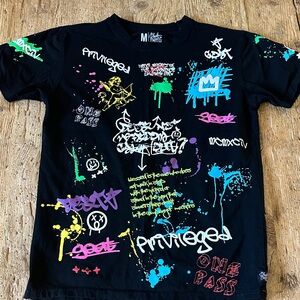 Privileged Black Graphic Tee.     F